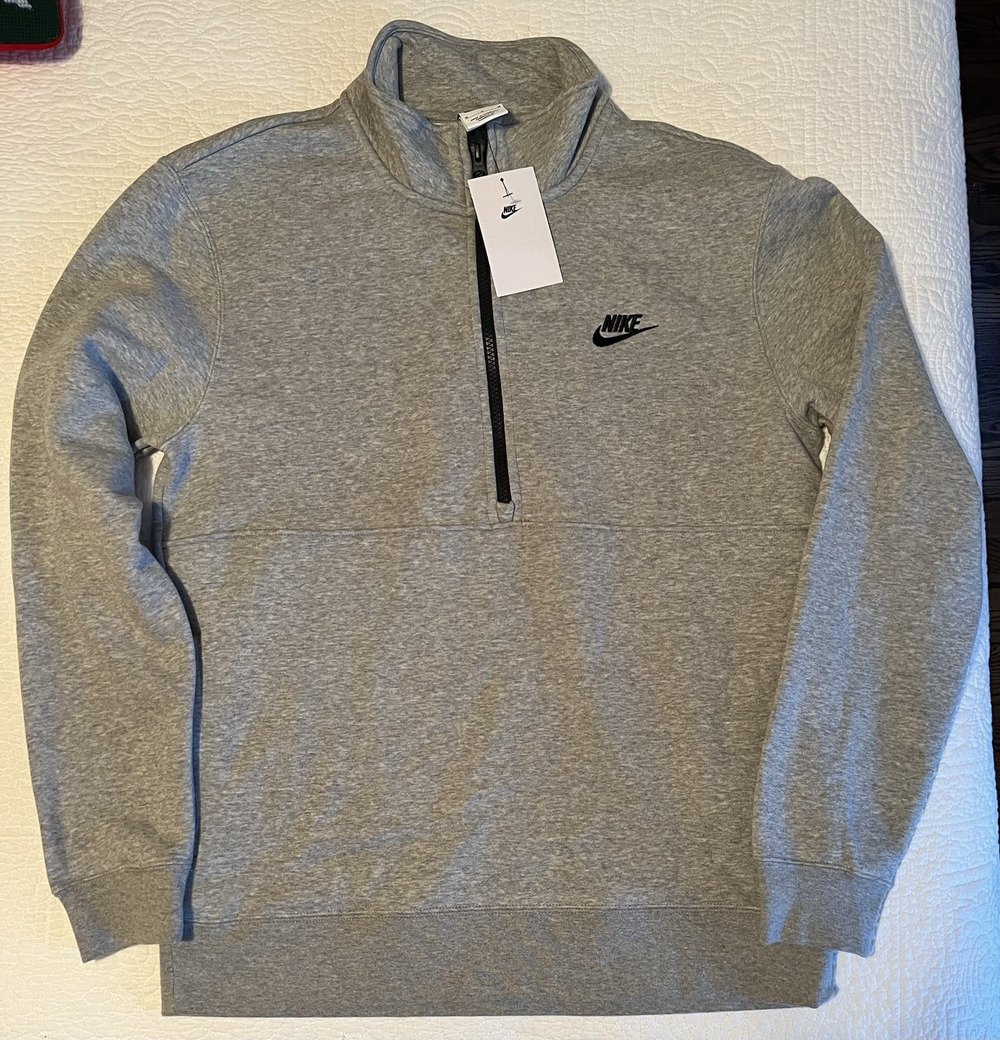 Nike Half Zip Solo Swoosh Pullover Sweatshirt Gray DD4732-064 Men’s Size 2XL